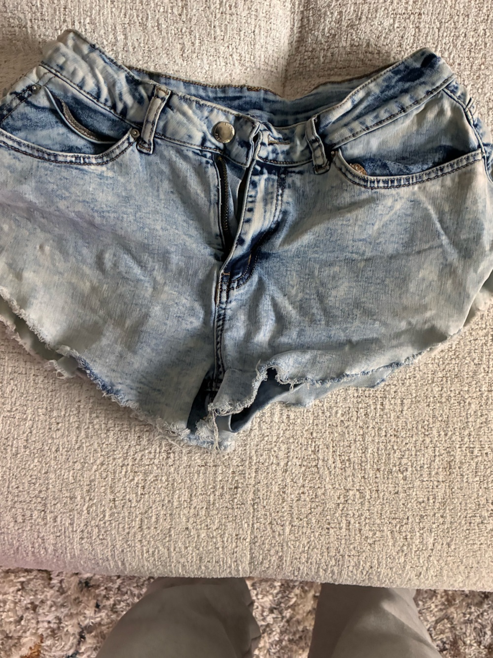 Light Wash Distressed Denim Shorts